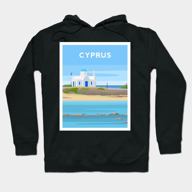 Protaras Beach, Cyprus - St Nicholas Church Hoodie by typelab